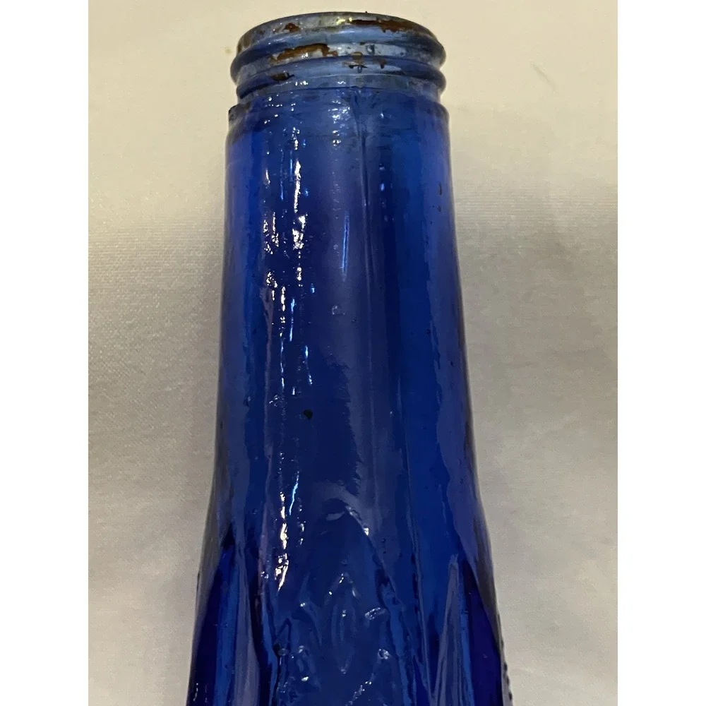 VTG Scandinavian Style Single Cobalt Blue Pressed Glass Bottle Shaker No Lid